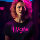 Ik stem T-shirt - Vrouw symbool W/roze tekst