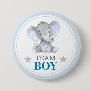 Ik Stem Team Jongen Geslacht Onthulling Baby Showe Ronde Button 7,6 Cm