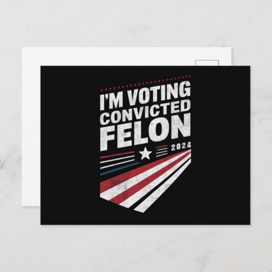 Ik stem Veroordeelde misdadiger 2024 Trump Briefkaart (Voorkant / Achterkant)