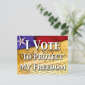 Ik stem voor de bescherming van mijn vrijheid briefkaart (Staand voorkant)