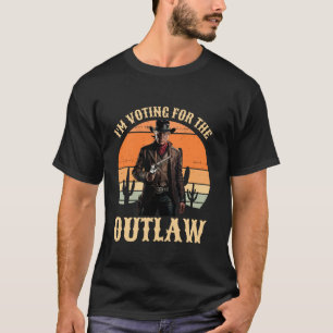 Ik stem voor de Outlaw Grappige Trump Cowboy Sunse T-shirt