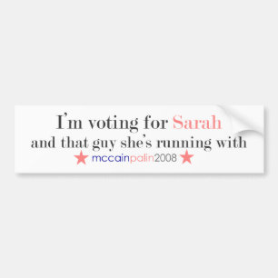 Ik stem voor Sarah Bumpersticker