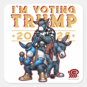 IK STEM VOOR TRUMP 2024 VIERKANTE STICKER
