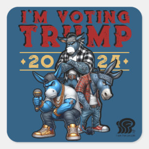 IK STEM VOOR TRUMP 2024 VIERKANTE STICKER