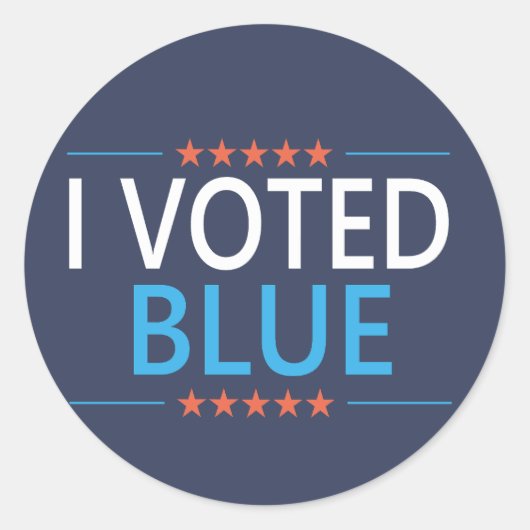 Ik Stemde Blauw Democraat Ronde Sticker (Voorkant)