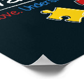 Ik steun Autism Awareness Red Yellow Puzzles Poster (Hoek)