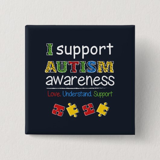 Ik steun Autisme Awareness Puzzles Button (Voorkant)