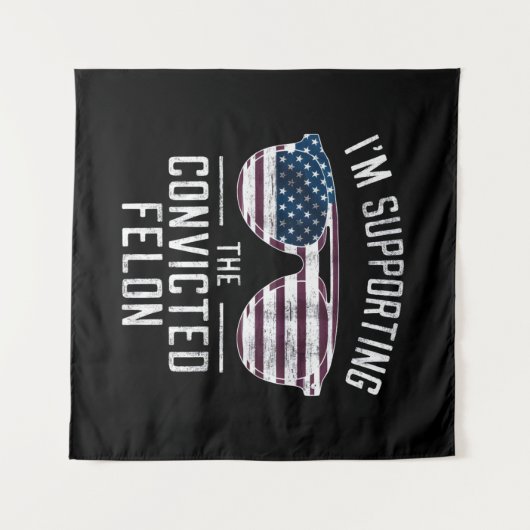 Ik steun de veroordeelde misdadiger Pro Trump 2024 Wandkleed (Voorkant (horizontaal))