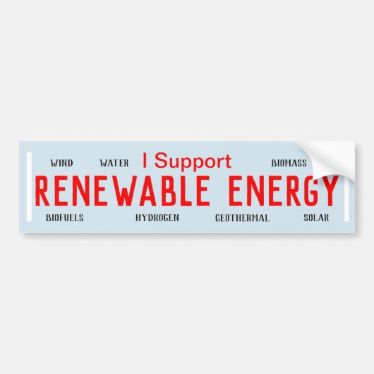 Ik steun hernieuwbare energie bumpersticker (Voorkant)