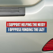 Ik steun het helpen van de behoeftigen bumpersticker (Op auto)