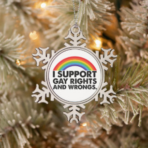 Ik steun homorechten en homoseksuelen tin sneeuwvlok ornament