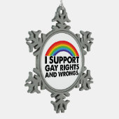 Ik steun homorechten en homoseksuelen tin sneeuwvlok ornament (Links)