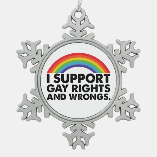 Ik steun homorechten en homoseksuelen tin sneeuwvlok ornament (Voorkant)