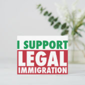 Ik steun legale immigratie briefkaart (Staand voorkant)