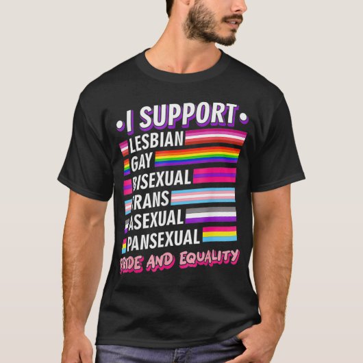Ik steun LGBTQ Pride T-shirt (Voorkant)