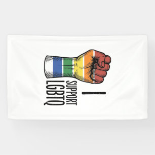 Ik steun LGBTQ Vintage Pride Fist Shirt Design_1 Spandoek