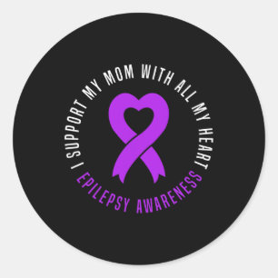 Ik steun mam met heel mijn hart Epilepsie Warrior Ronde Sticker