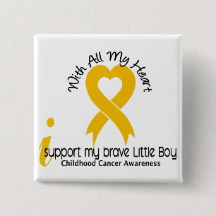 Ik steun mijn Brave Little Boy Childhood Cancer Vierkante Button 5,1 Cm
