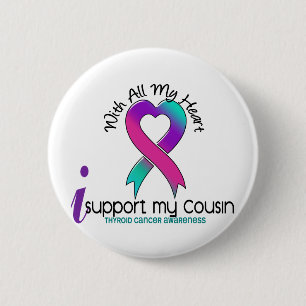 Ik steun mijn neef Thyroid Cancer Ronde Button 5,7 Cm