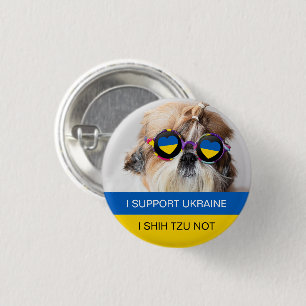 Ik steun Oekraïne I Shih Tzu Not Heart vlag Ronde Button 3,2 Cm
