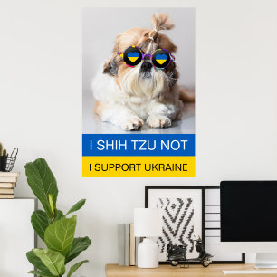 Ik steun Oekraine Ik Shih Tzu Niet Hart vlag Poster