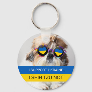 Ik steun Oekraïne Ik Shih Tzu Niet Hart vlag Sleutelhanger