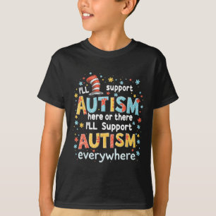 Ik steun overal Autisme Bewustzijn Puzzelstuk Pi T-shirt