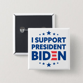 Ik steun President Biden Blue Stars White Vierkante Button 5,1 Cm