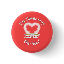 Ik stoom voor je Valentijns theekopjes Button