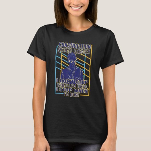 Ik stop niet met retro Mannen Construction Project T-shirt (Voorkant)
