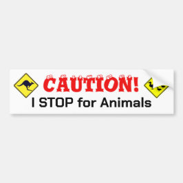 Ik stop voor de Bumpersticker van dieren