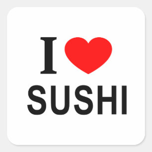 Ik ❤️ SUSHI Ik hou van SUSHI Ik hart SUSHI Vierkante Sticker