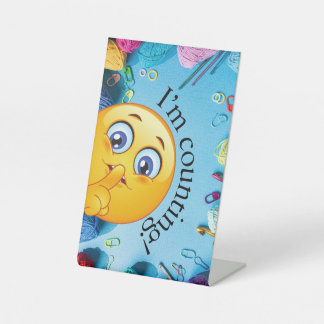 Ik tel het staande bord voor haken of breien reclamebord met voetstuk