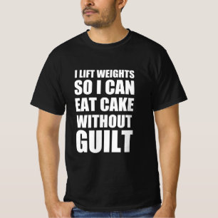 Ik til gewichten op zodat ik taart kan eten zonder t-shirt