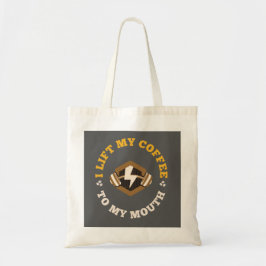 Ik tilt mijn koffie naar mijn mond (grijs/goud) tote bag