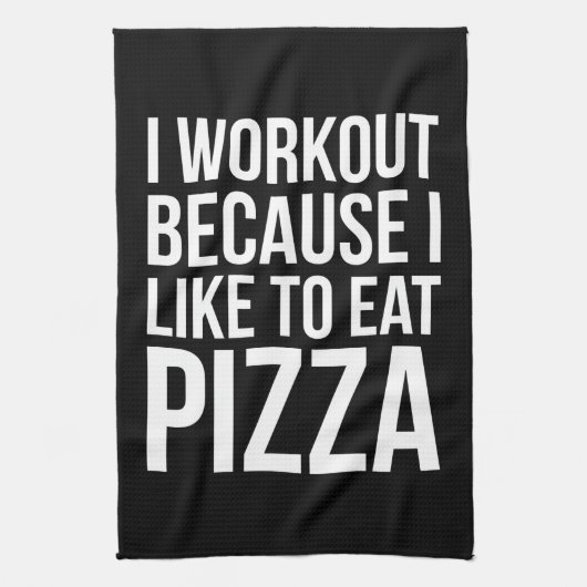 Ik train omdat ik van pizza hou - Funny Gym Novelt Theedoek (Verticaal)