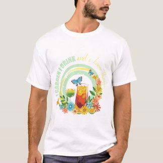 Ik tuin ik drink grappige bloemige cocktailkunst t-shirt