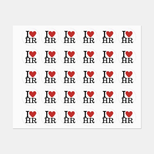 Ik ❤️ van HR kleding Sticker - HR Dept. Personeel (Vel)