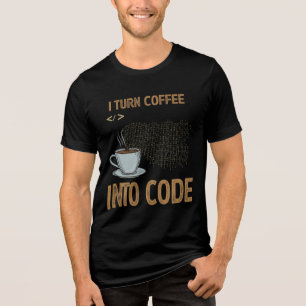 Ik verander koffie in code: de brandstof van data  Tri-Blend shirt