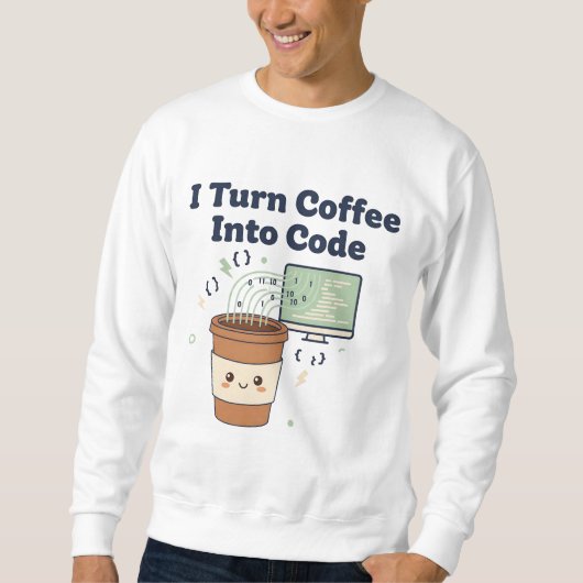 Ik verander koffie in code – Grappig programmeur T Trui (Voorkant)
