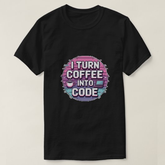Ik verander koffie in code - Retro Pixel Art Progr T-shirt (Design voorkant)
