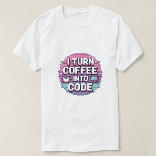 Ik verander koffie in code - Retro Pixel Art Progr T-shirt (Design voorkant)