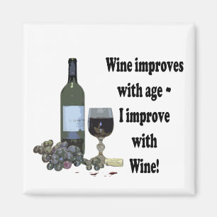 Ik verbeter met wijn, humoristische Wine Magnet Magneet