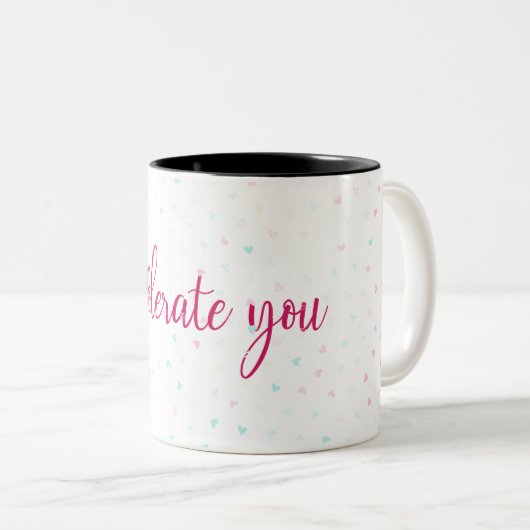 Ik verdraagzaam je. tweekleurige koffiemok (Voorkant rechts)