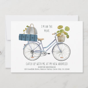 Ik verhuis Fietstas en bagage Grappige verhuisberi Aankondiging