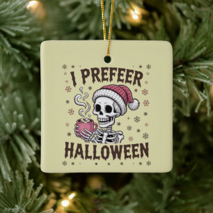 Ik verkies Halloween Griezelig Kerstmis Skelet Got Keramisch Ornament