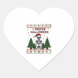 Ik verkies Halloween Skelet Lelijk Kerstmis Schede Hart Sticker