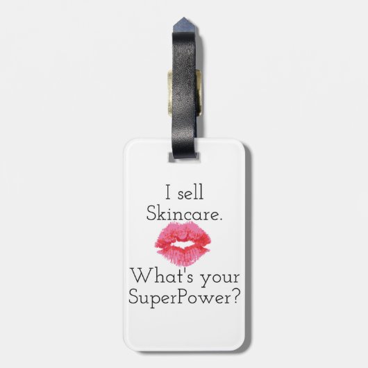Ik verkoop Skincare. Wat is jouw Superpower? Label Bagagelabel (Achterkant verticaal)