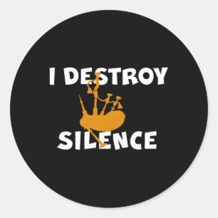 Ik vernietig stilte doedelzakspeler doedelzak ronde sticker