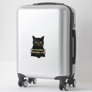 Ik veroordeel je in stilte - Grappige zwarte kat S Sticker